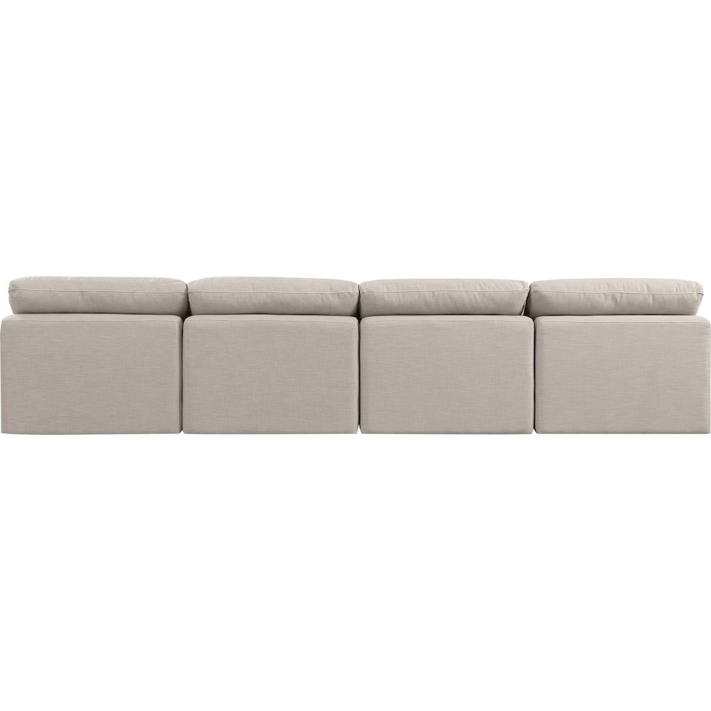 Indulge Beige Linen Textured Fabric Modular Sofa. Picture 3