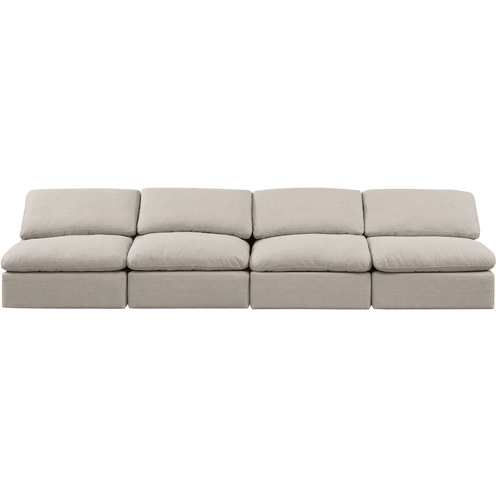 Indulge Beige Linen Textured Fabric Modular Sofa. Picture 4