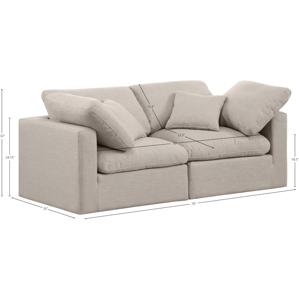 Indulge Beige Linen Textured Fabric Modular Sofa. Picture 8