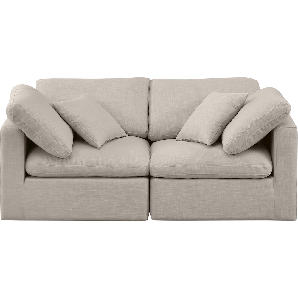 Indulge Beige Linen Textured Fabric Modular Sofa. Picture 4