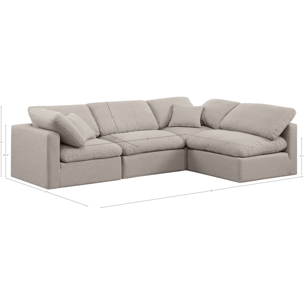 Indulge Beige Linen Textured Fabric Modular Sectional. Picture 9