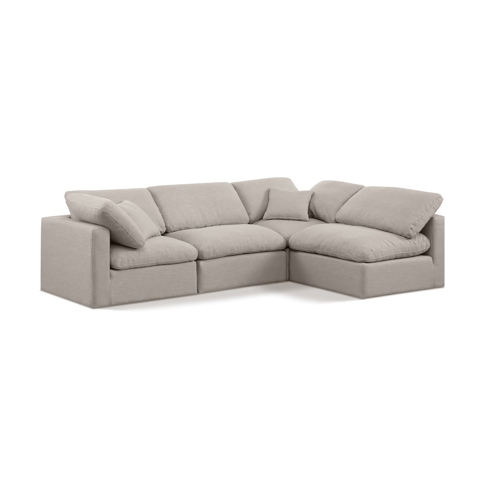 Indulge Beige Linen Textured Fabric Modular Sectional. Picture 1