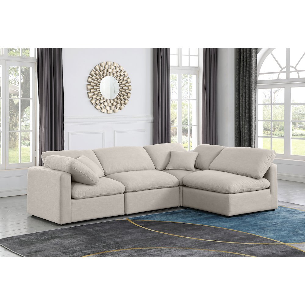 Indulge Beige Linen Textured Fabric Modular Sectional. Picture 2
