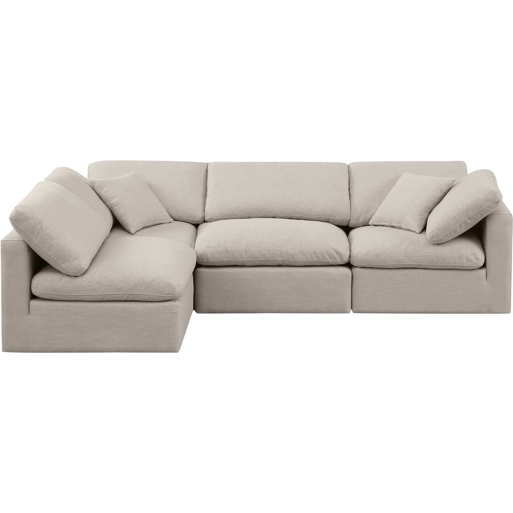 Indulge Beige Linen Textured Fabric Modular Sectional. Picture 4