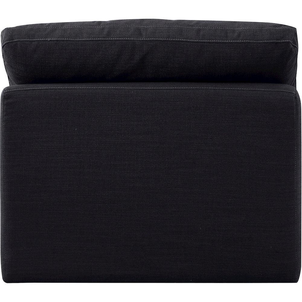 Indulge Black Linen Textured Fabric Armless Chair. Picture 3