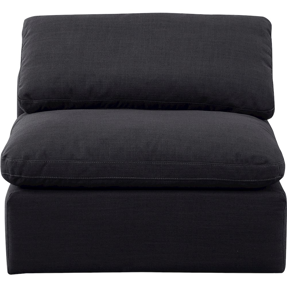 Indulge Black Linen Textured Fabric Armless Chair. Picture 4