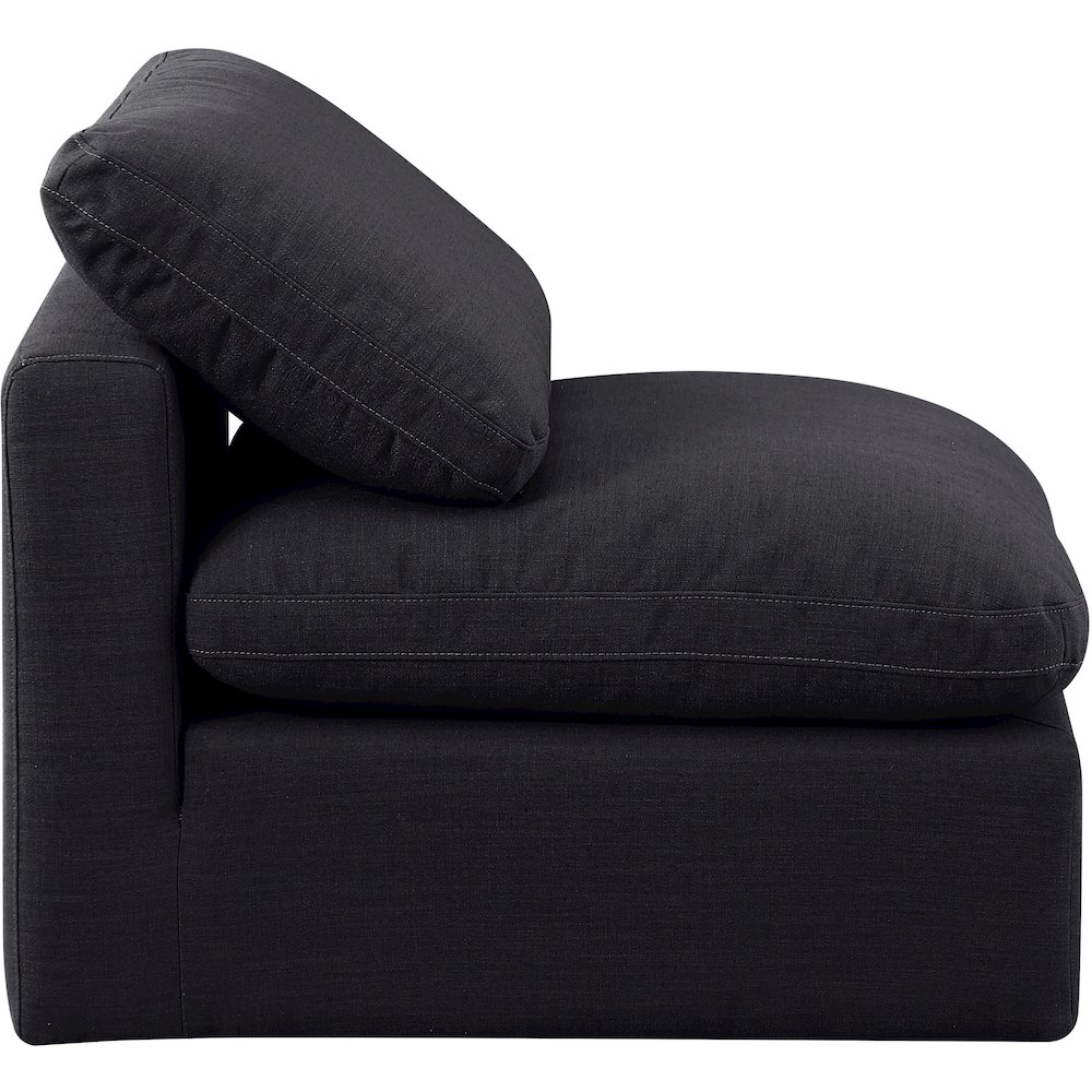 Indulge Black Linen Textured Fabric Armless Chair. Picture 5