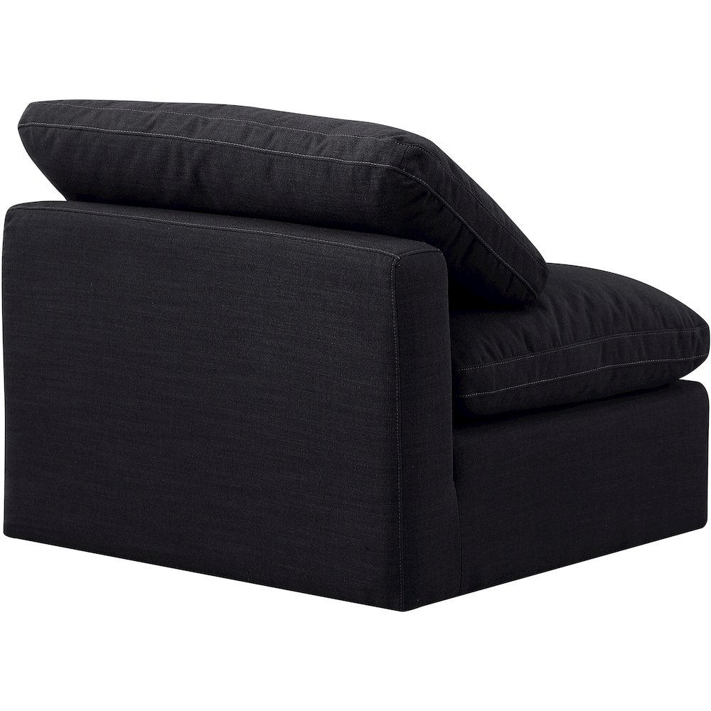 Indulge Black Linen Textured Fabric Armless Chair. Picture 6