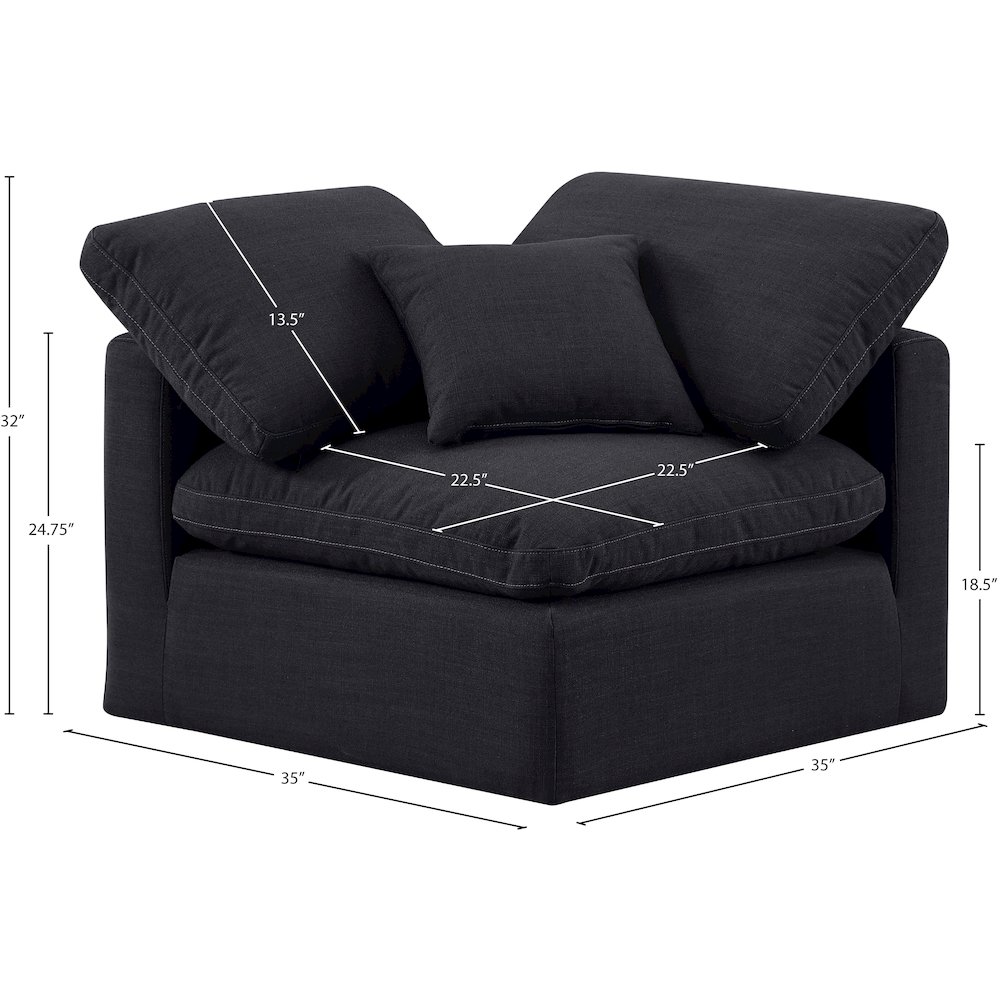 Indulge Black Linen Textured Fabric Corner Chair. Picture 8