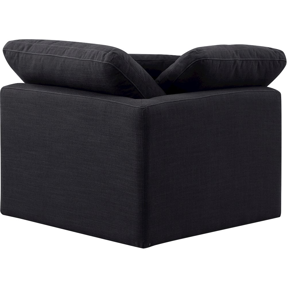 Indulge Black Linen Textured Fabric Corner Chair. Picture 3