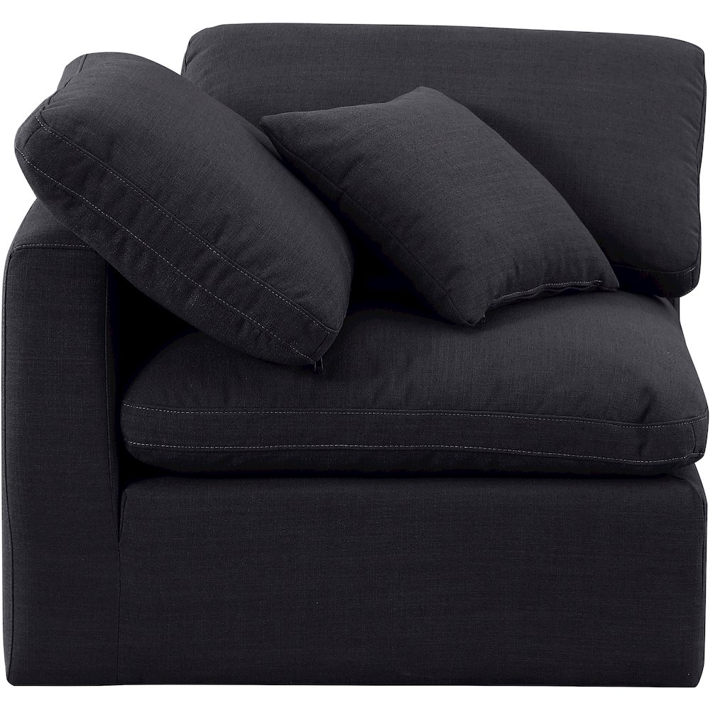 Indulge Black Linen Textured Fabric Corner Chair. Picture 4