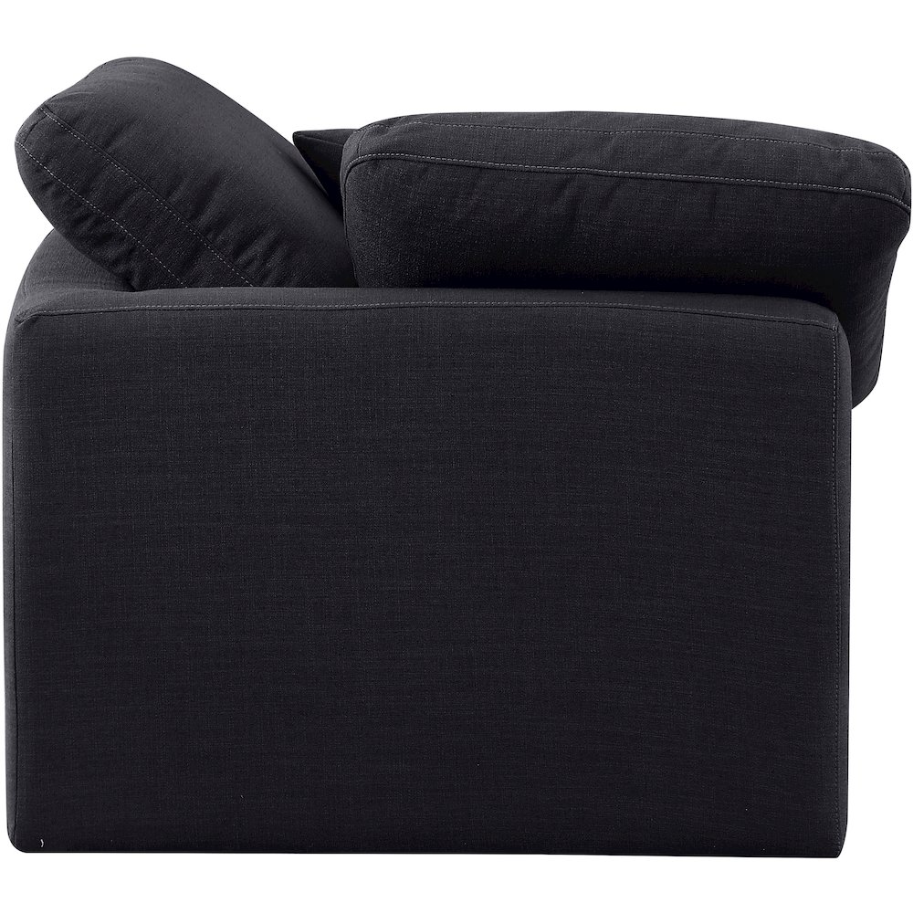 Indulge Black Linen Textured Fabric Corner Chair. Picture 5