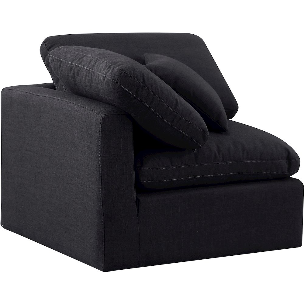 Indulge Black Linen Textured Fabric Corner Chair. Picture 6