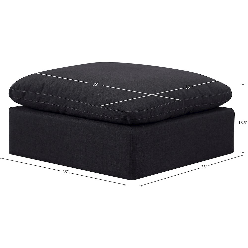 Indulge Black Linen Textured Fabric Ottoman. Picture 5