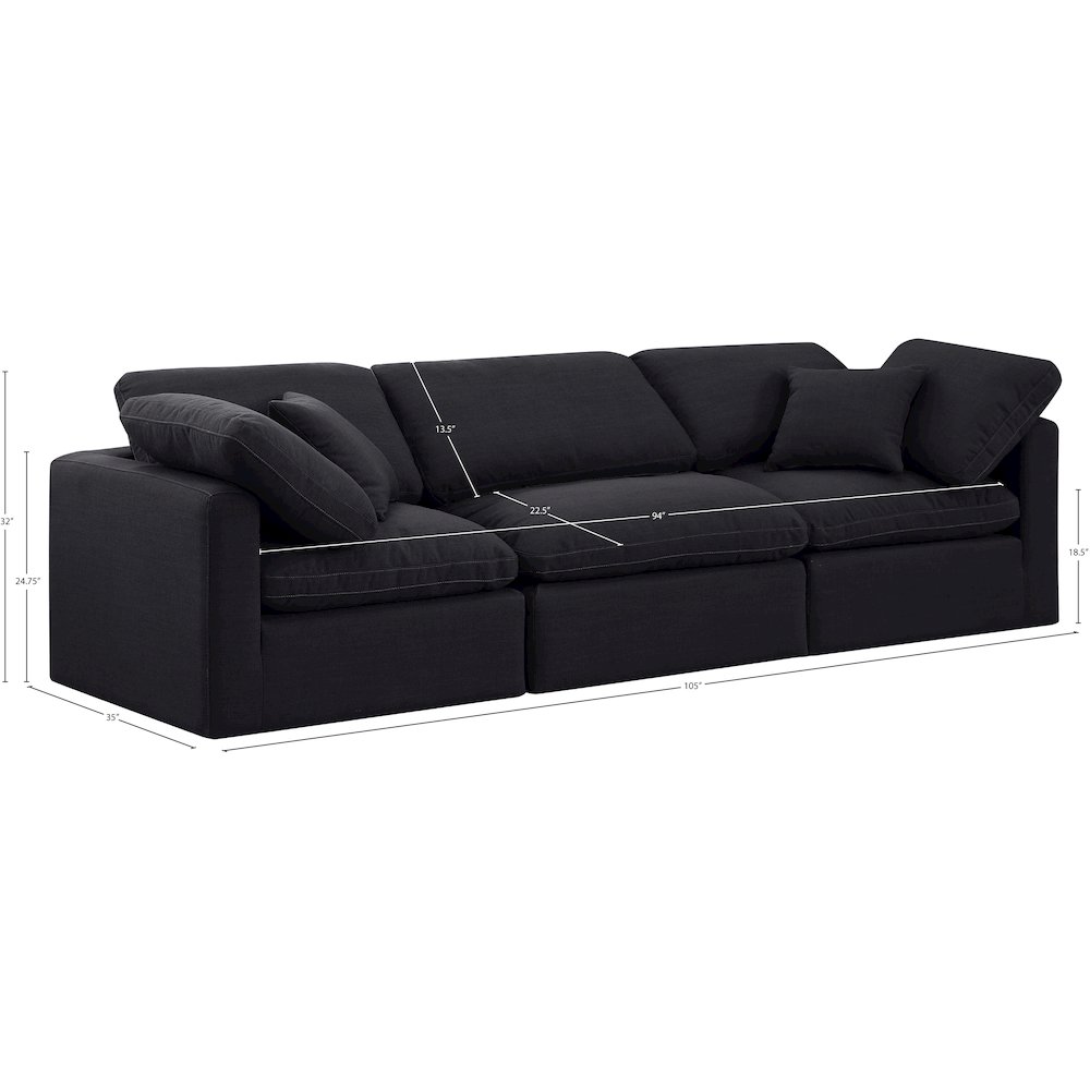 Indulge Black Linen Textured Fabric Modular Sofa. Picture 8