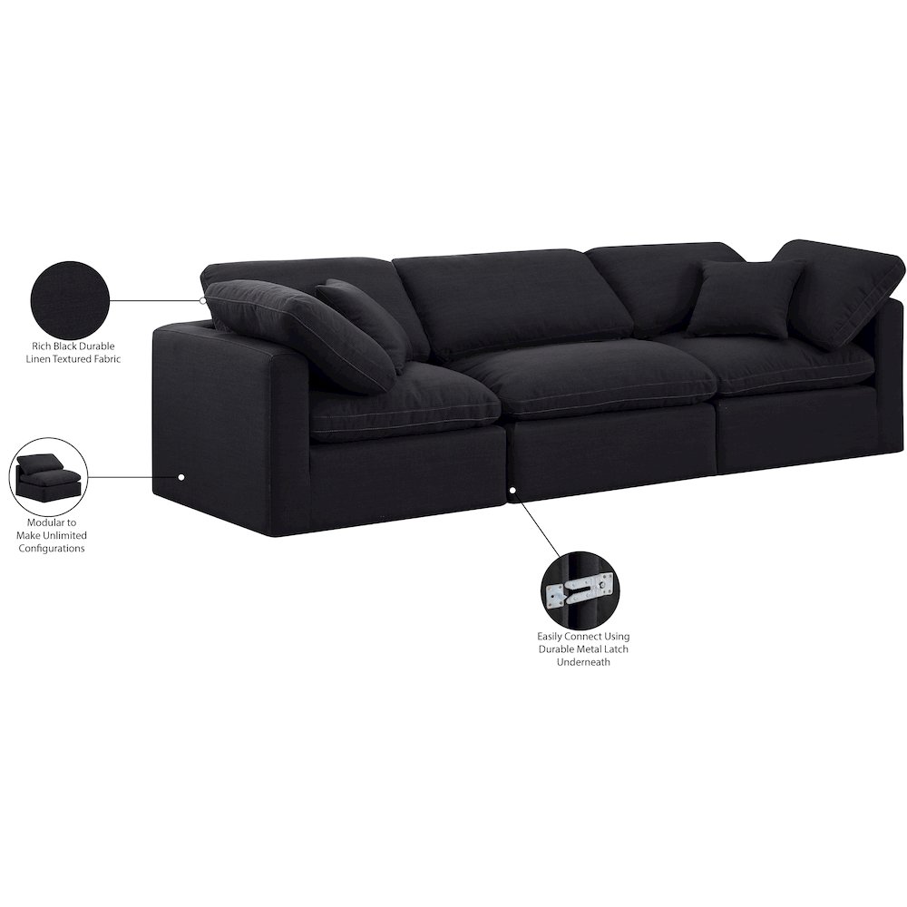 Indulge Black Linen Textured Fabric Modular Sofa. Picture 9