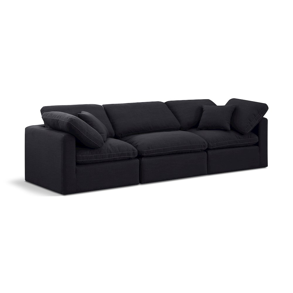 Indulge Black Linen Textured Fabric Modular Sofa. Picture 1