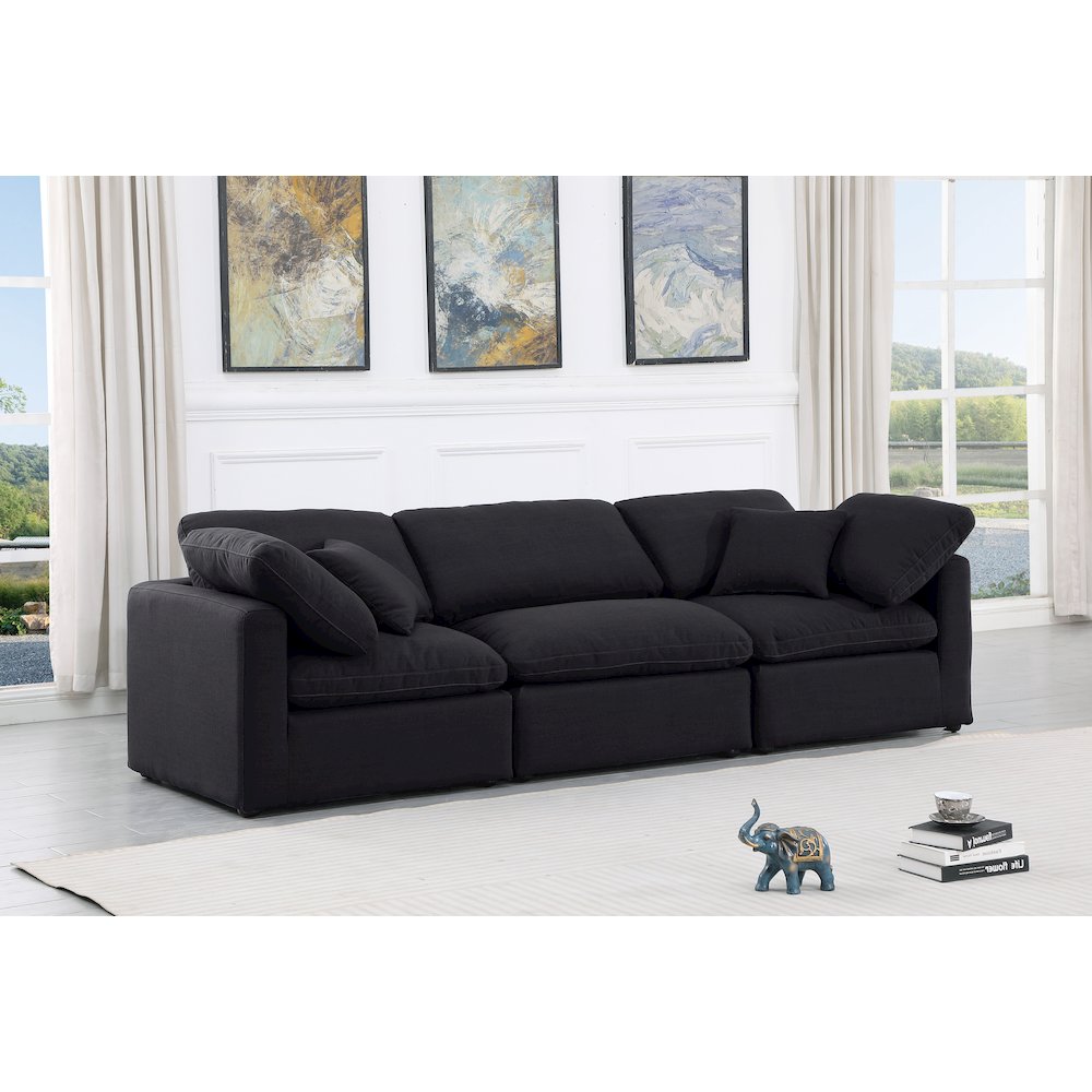Indulge Black Linen Textured Fabric Modular Sofa. Picture 2