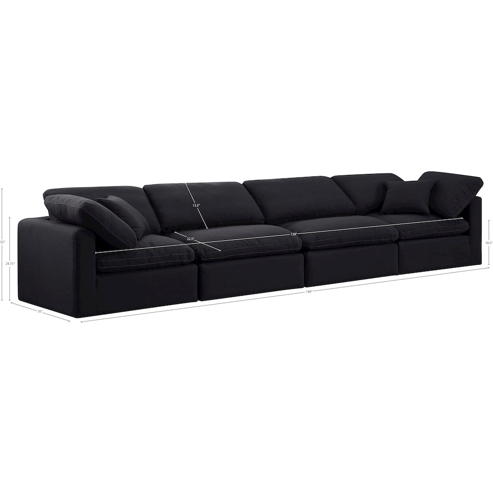 Indulge Black Linen Textured Fabric Modular Sofa. Picture 8
