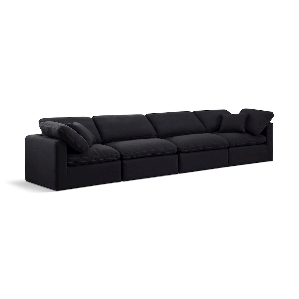 Indulge Black Linen Textured Fabric Modular Sofa. Picture 1