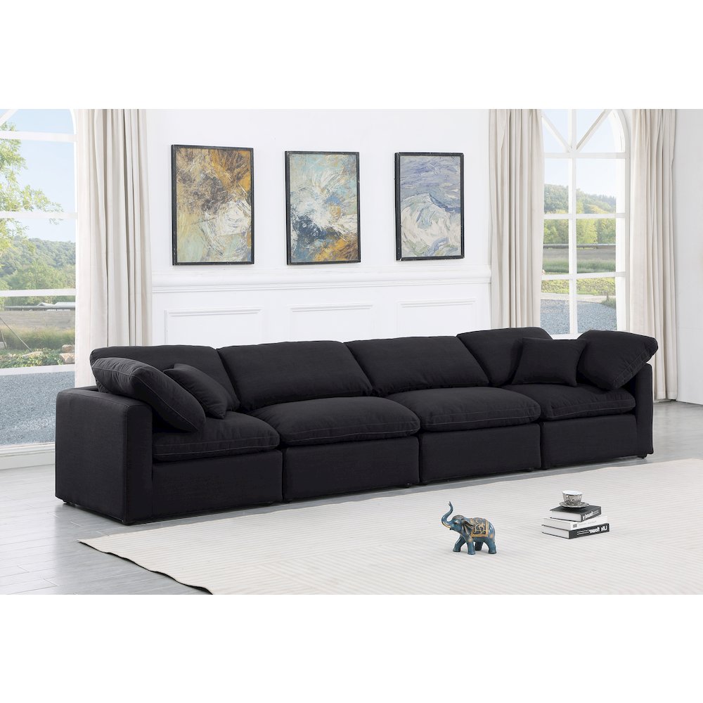 Indulge Black Linen Textured Fabric Modular Sofa. Picture 2