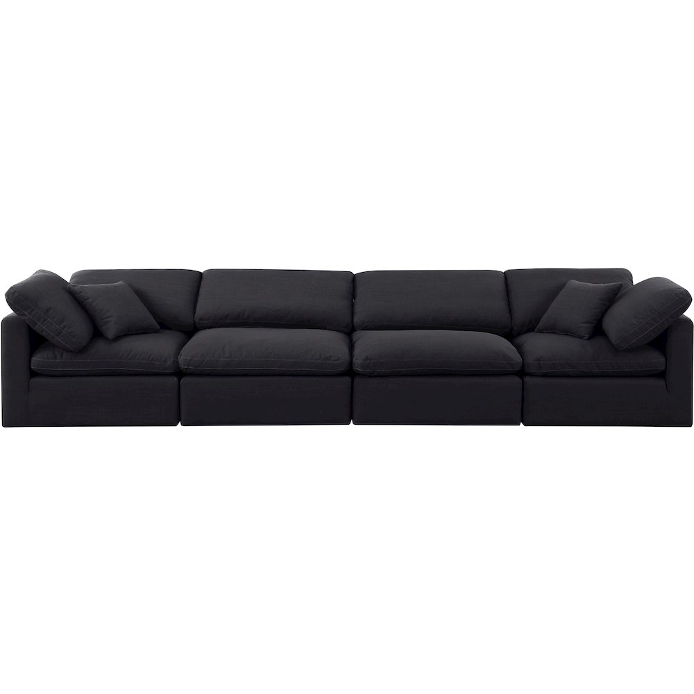 Indulge Black Linen Textured Fabric Modular Sofa. Picture 4
