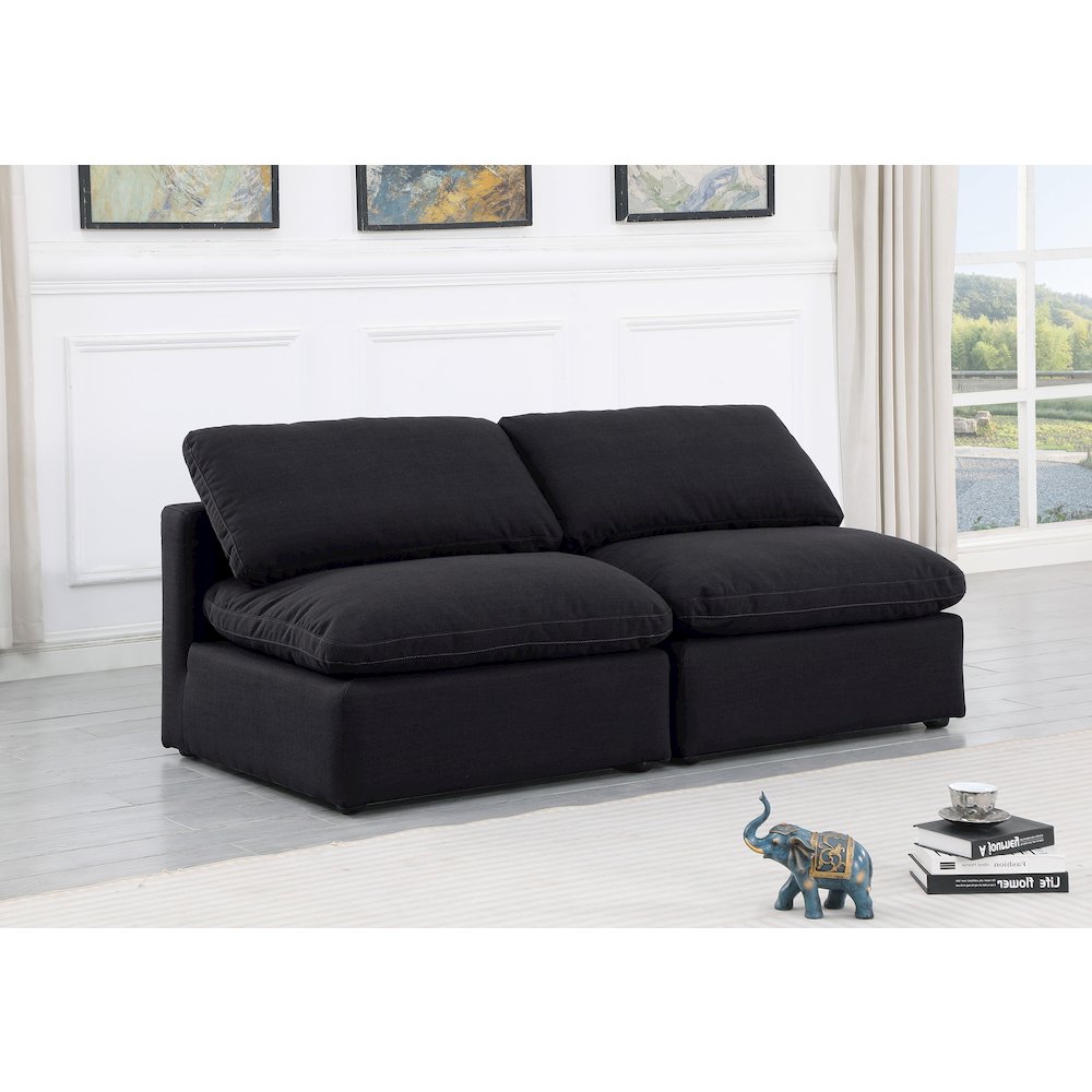 Indulge Black Linen Textured Fabric Modular Sofa. Picture 2