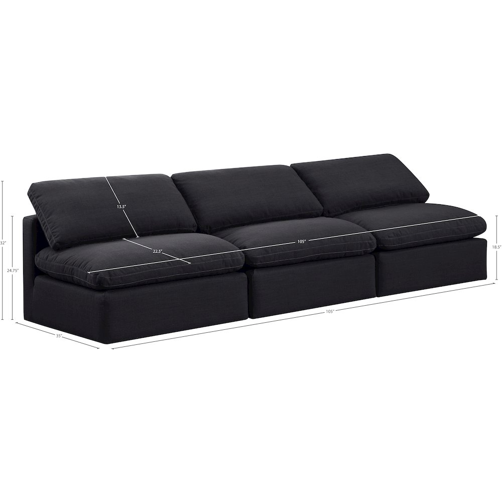 Indulge Black Linen Textured Fabric Modular Sofa. Picture 7