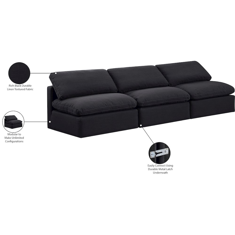 Indulge Black Linen Textured Fabric Modular Sofa. Picture 8