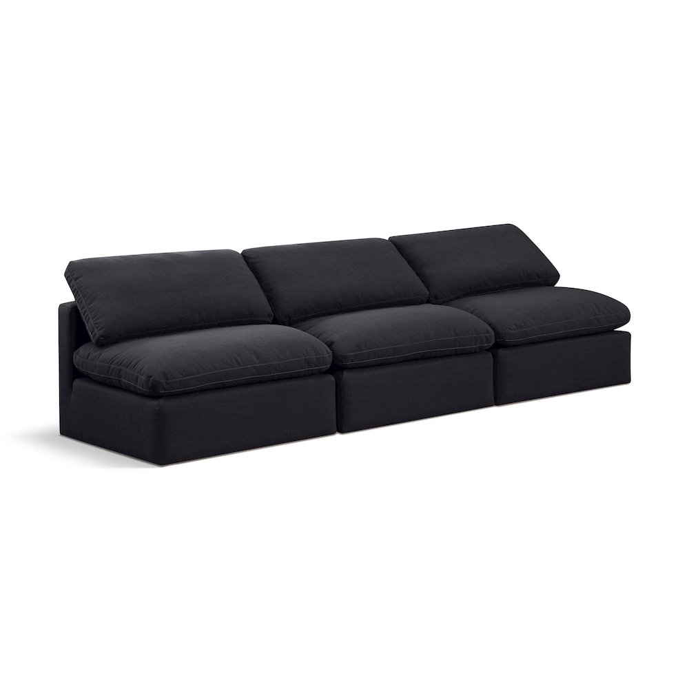 Indulge Black Linen Textured Fabric Modular Sofa. Picture 1