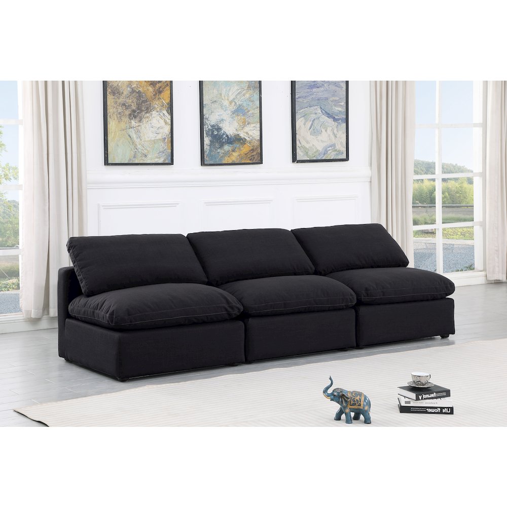 Indulge Black Linen Textured Fabric Modular Sofa. Picture 2
