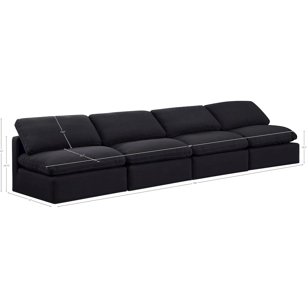 Indulge Black Linen Textured Fabric Modular Sofa. Picture 7