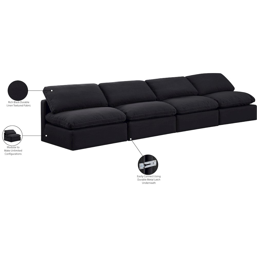 Indulge Black Linen Textured Fabric Modular Sofa. Picture 8