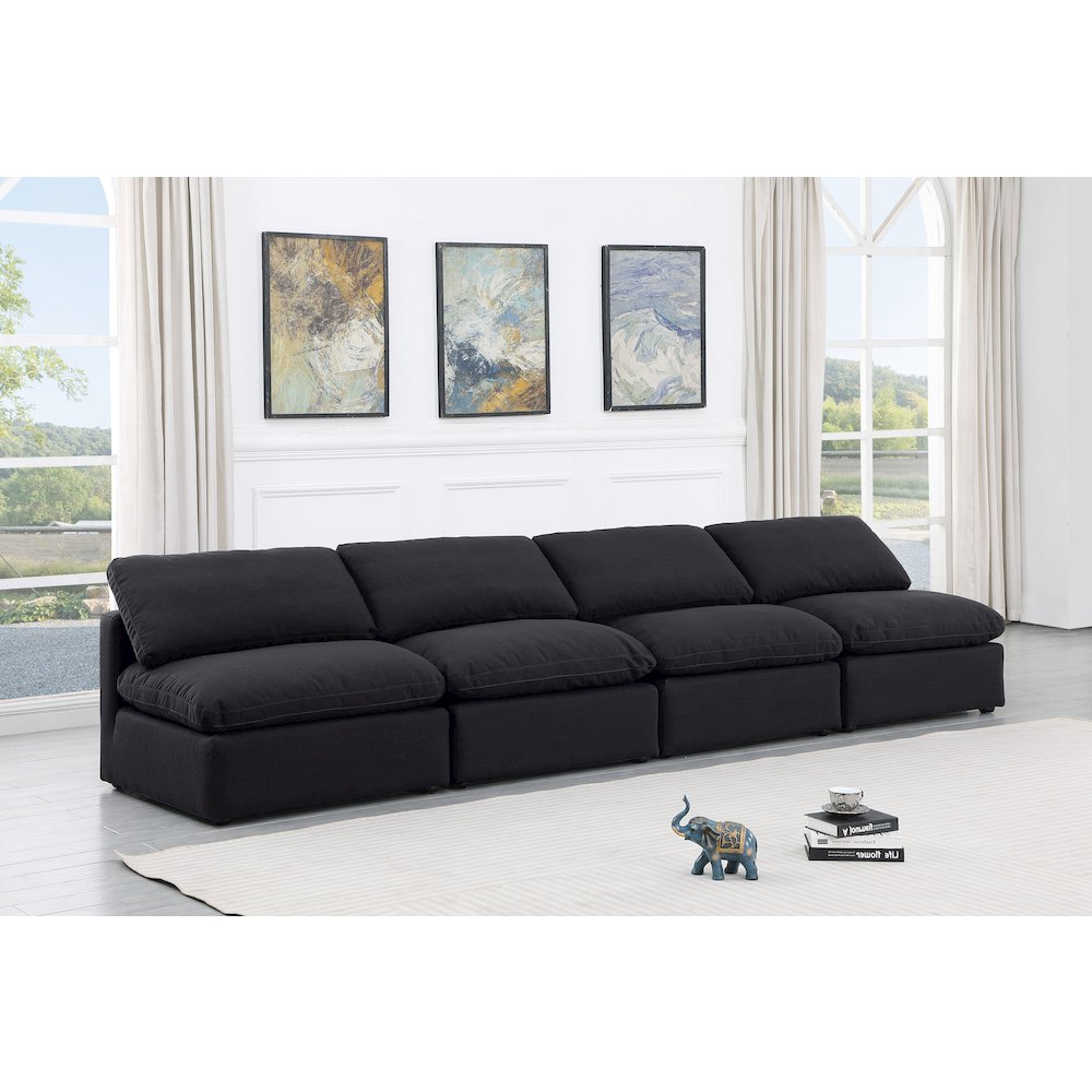 Indulge Black Linen Textured Fabric Modular Sofa. Picture 2