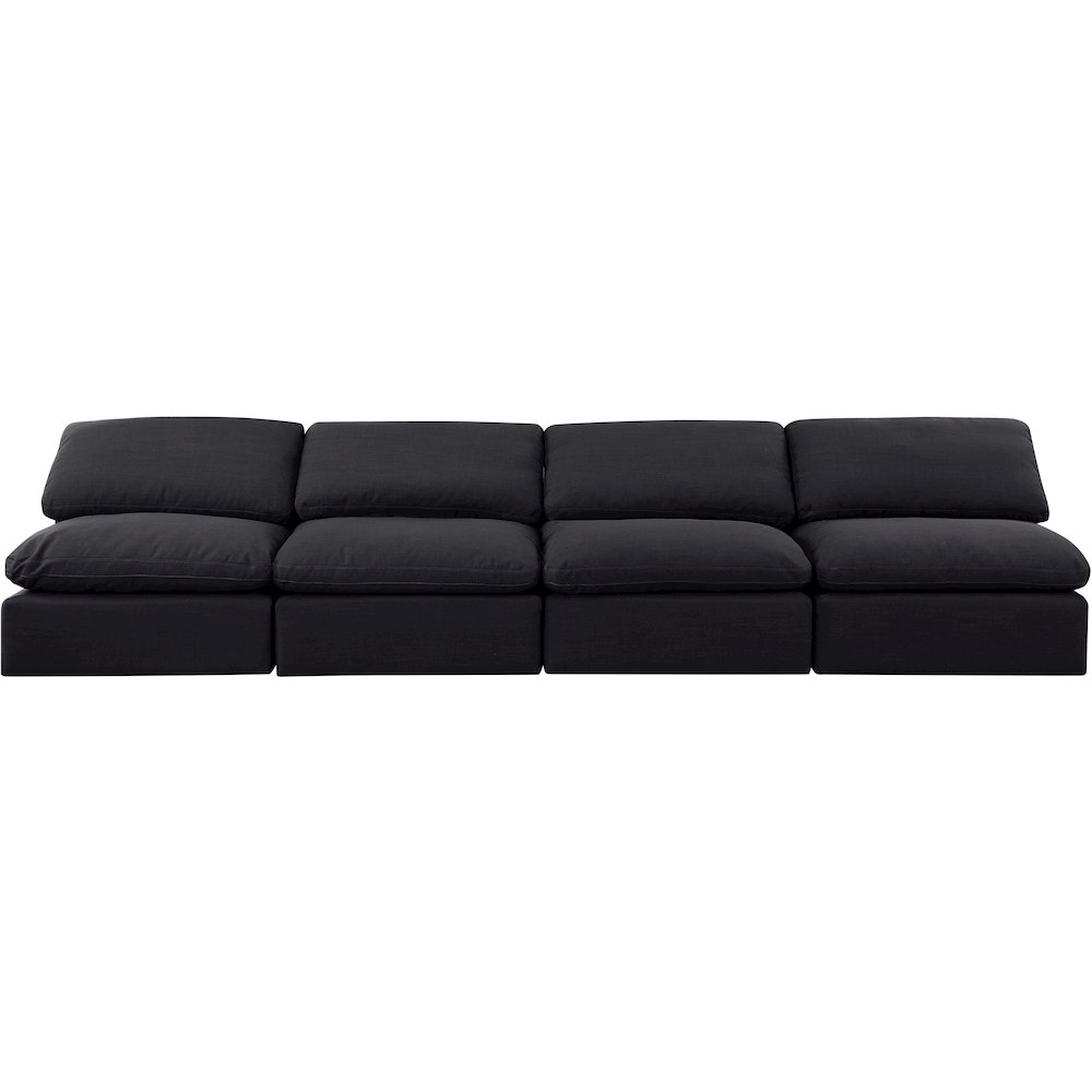 Indulge Black Linen Textured Fabric Modular Sofa. Picture 4