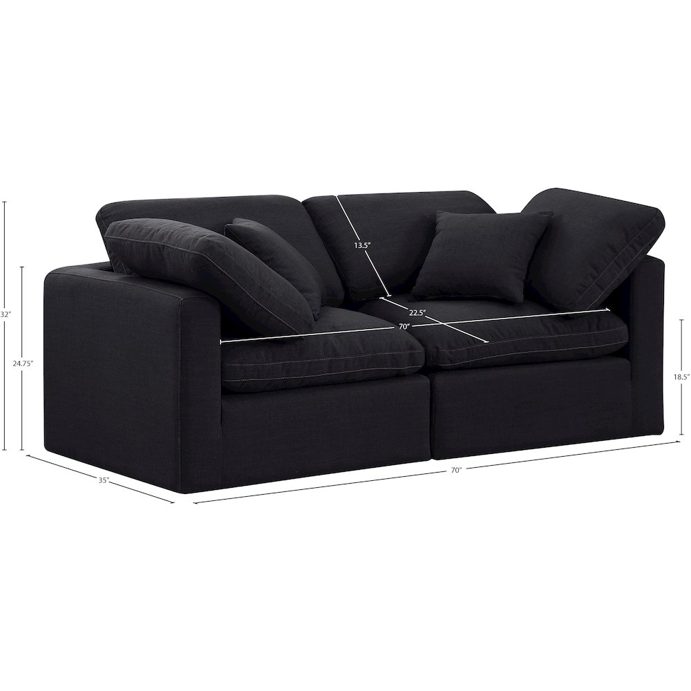 Indulge Black Linen Textured Fabric Modular Sofa. Picture 8