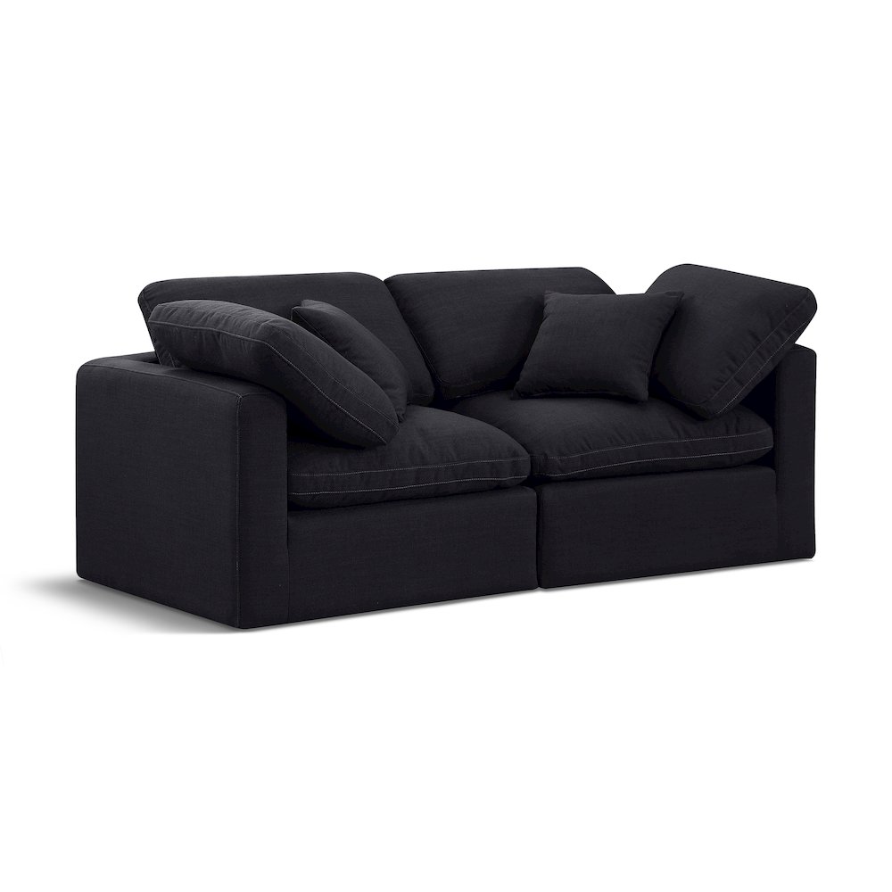 Indulge Black Linen Textured Fabric Modular Sofa. Picture 1