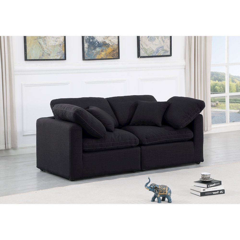 Indulge Black Linen Textured Fabric Modular Sofa. Picture 2