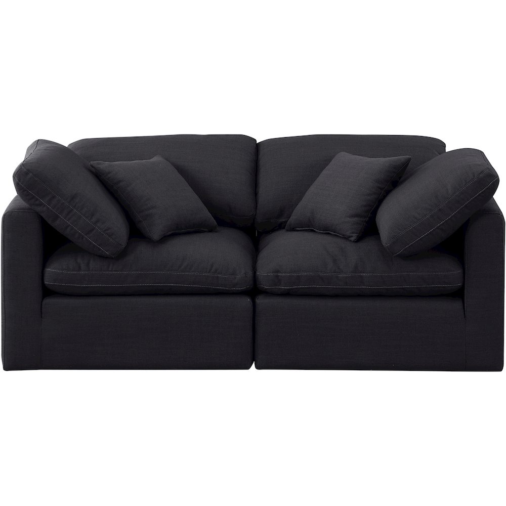 Indulge Black Linen Textured Fabric Modular Sofa. Picture 4