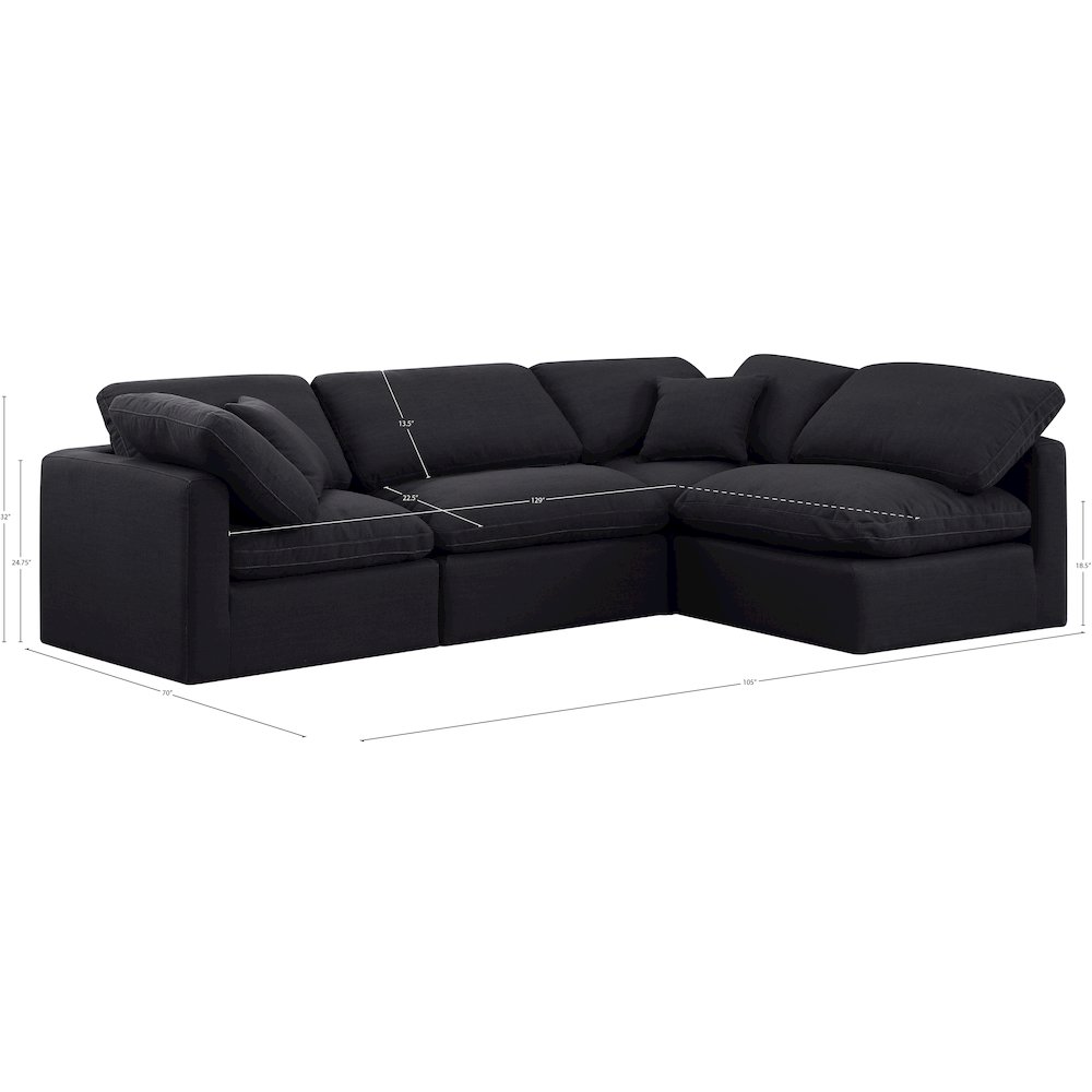 Indulge Black Linen Textured Fabric Modular Sectional. Picture 9