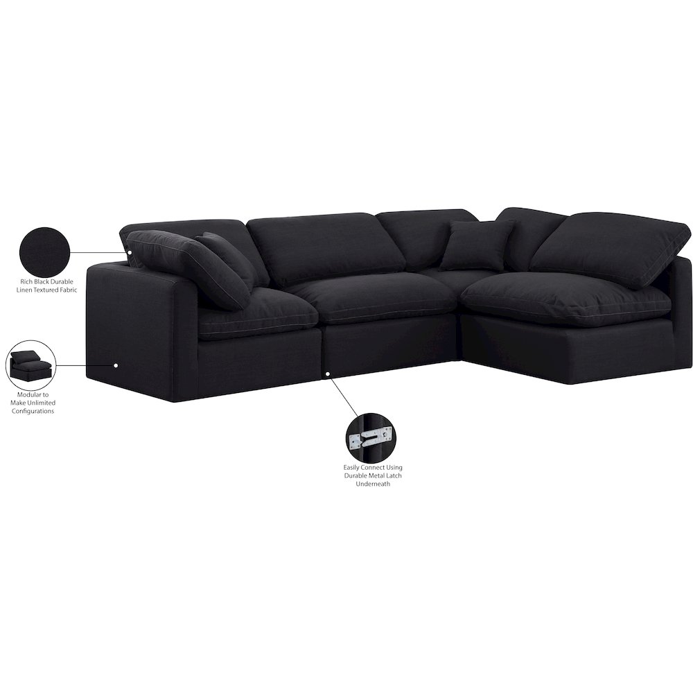 Indulge Black Linen Textured Fabric Modular Sectional. Picture 10