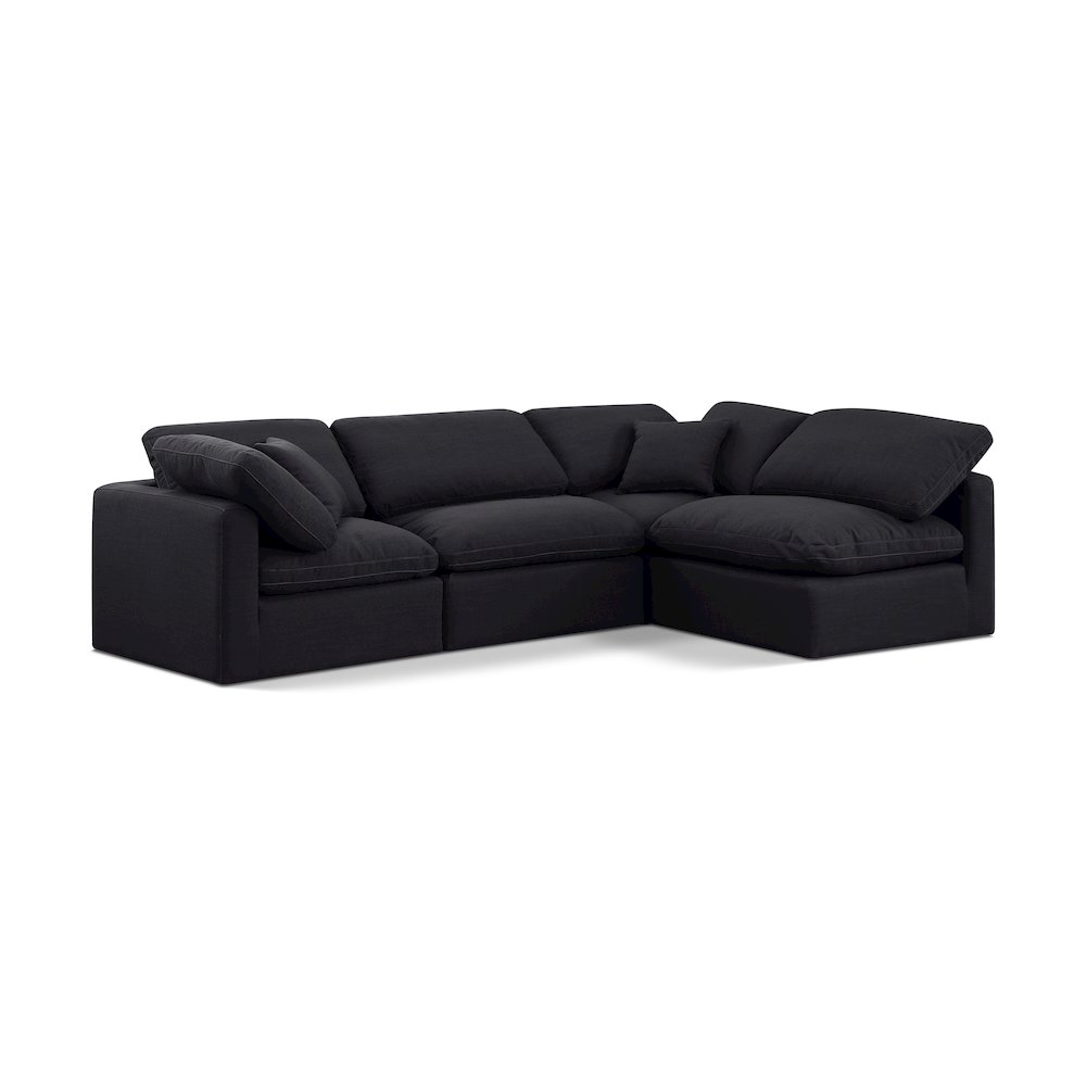 Indulge Black Linen Textured Fabric Modular Sectional. Picture 1