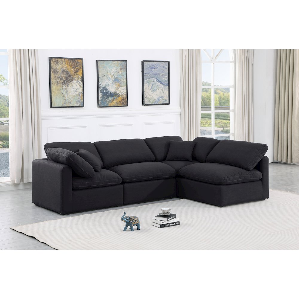 Indulge Black Linen Textured Fabric Modular Sectional. Picture 2