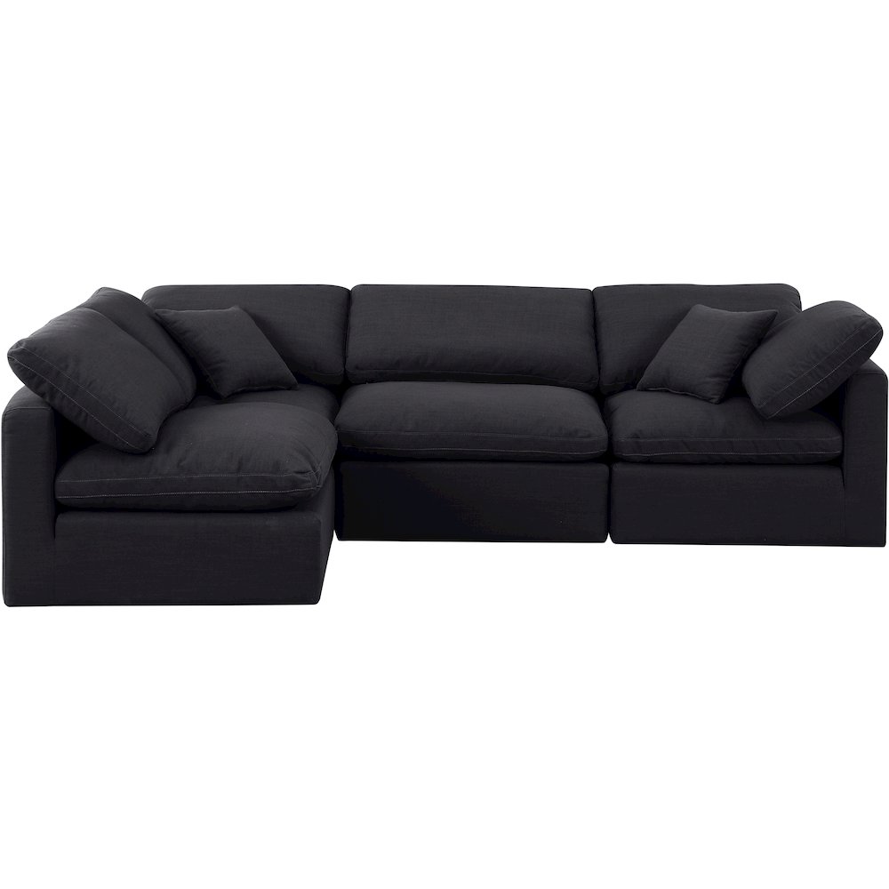 Indulge Black Linen Textured Fabric Modular Sectional. Picture 4