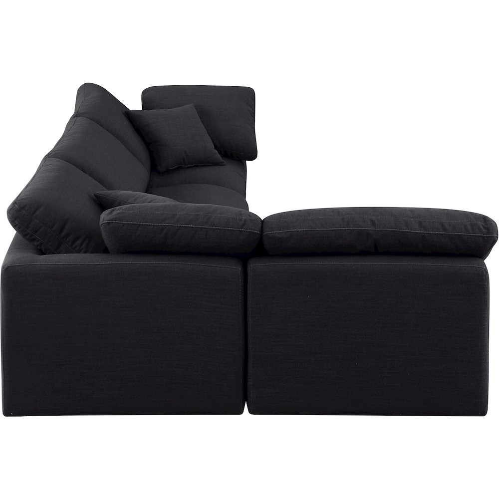 Indulge Black Linen Textured Fabric Modular Sectional. Picture 5