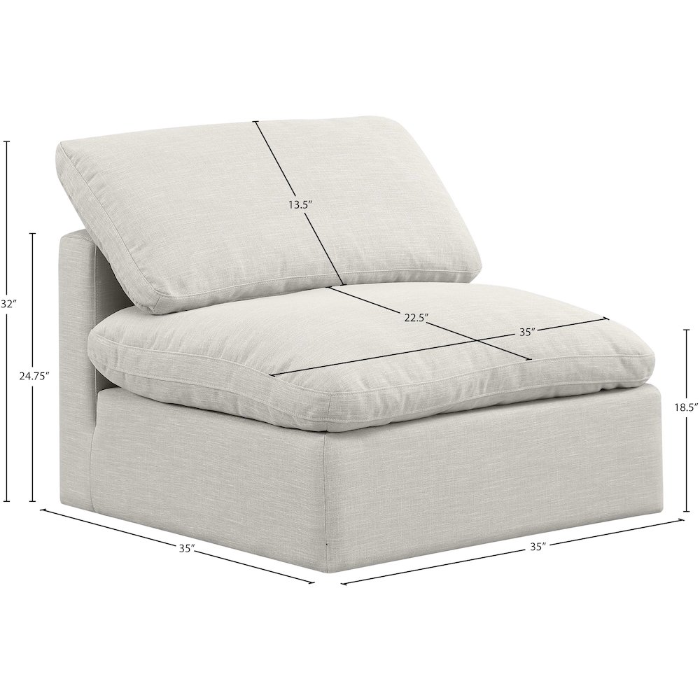 Indulge Cream Linen Textured Fabric Armless Chair. Picture 8