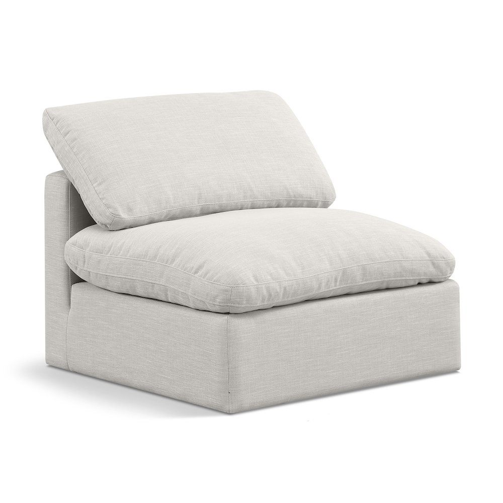 Indulge Cream Linen Textured Fabric Armless Chair. Picture 1
