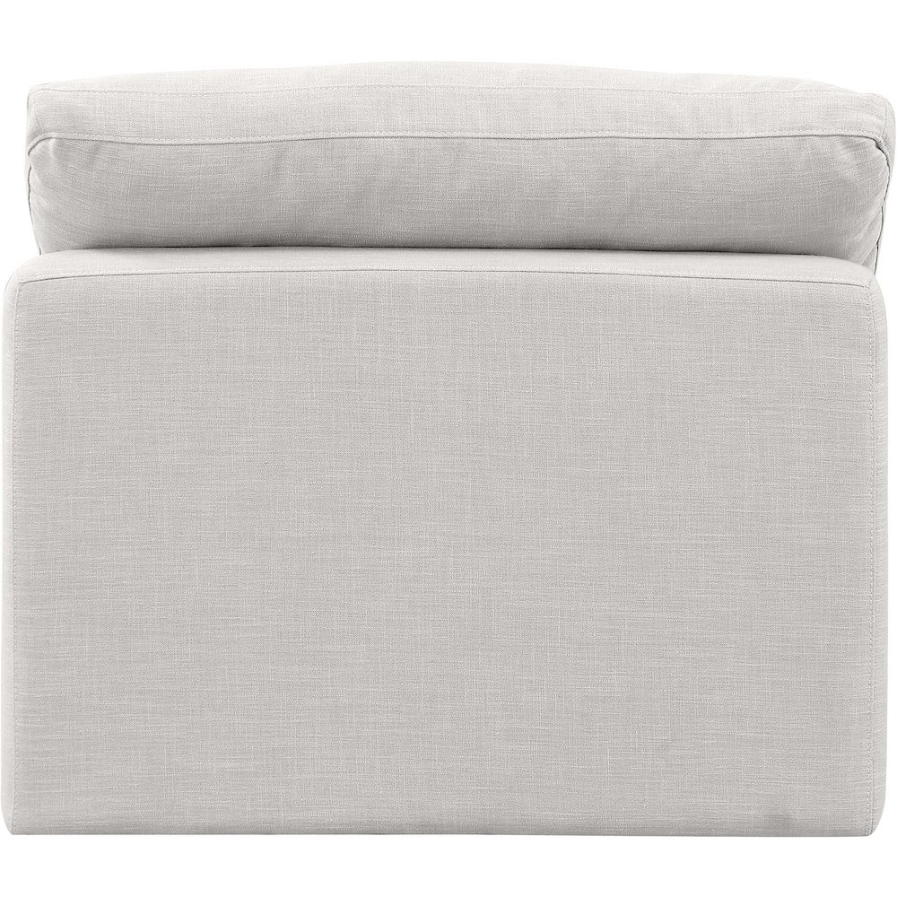 Indulge Cream Linen Textured Fabric Armless Chair. Picture 3