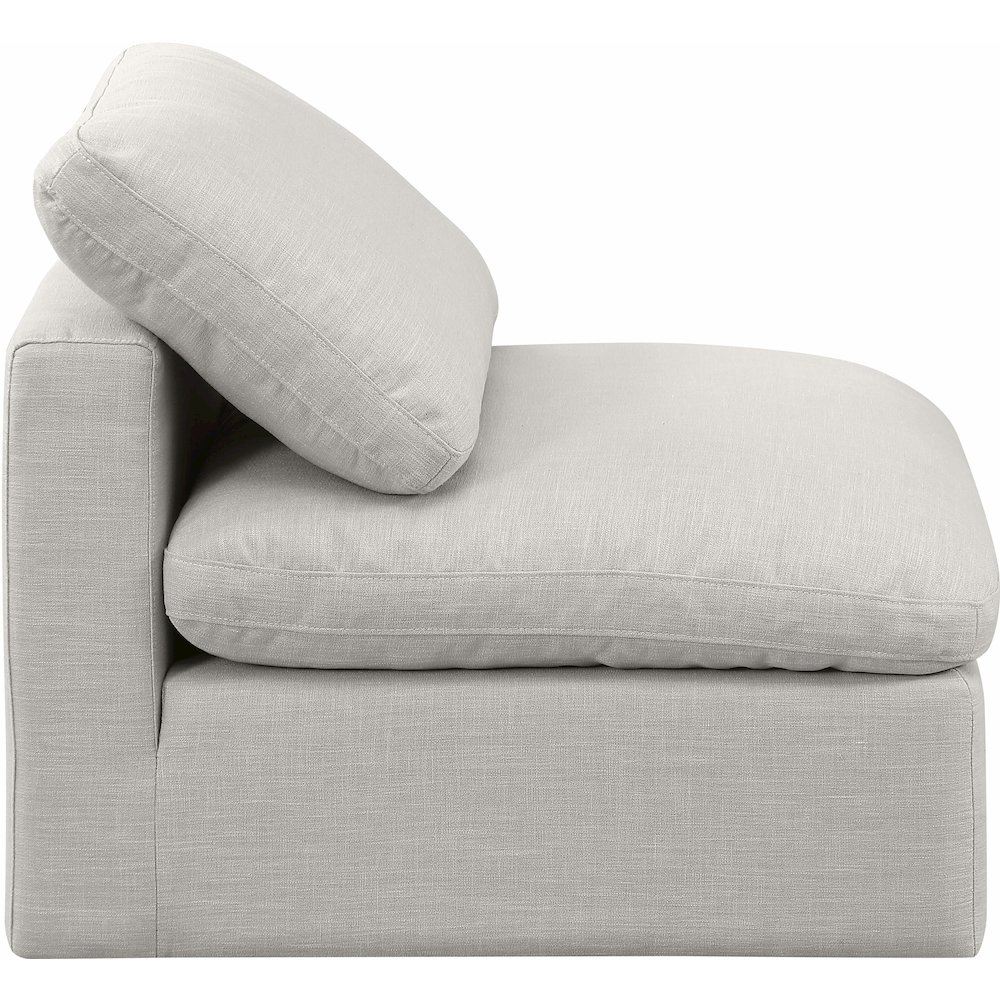 Indulge Cream Linen Textured Fabric Armless Chair. Picture 5