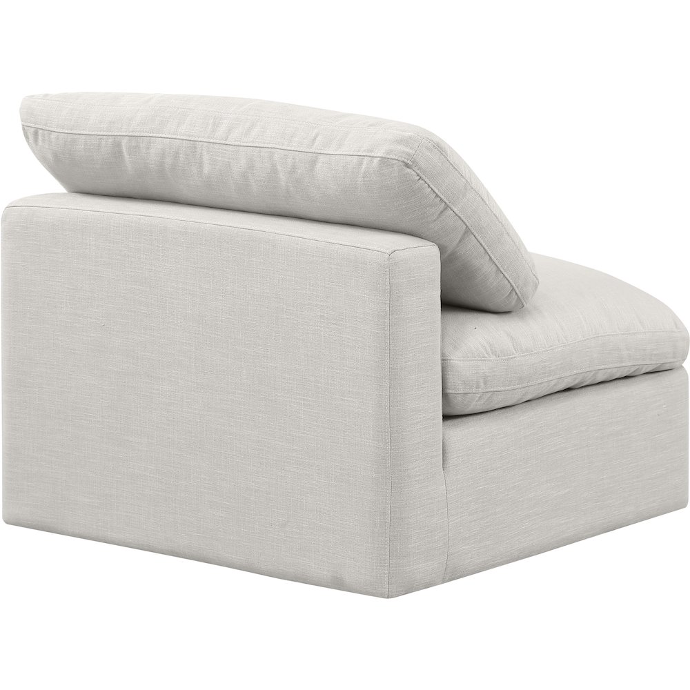 Indulge Cream Linen Textured Fabric Armless Chair. Picture 6